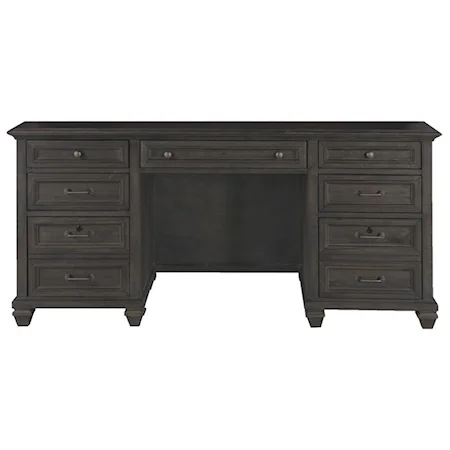 Transitional Kneehole Credenza with Weathered Charcoal Finish